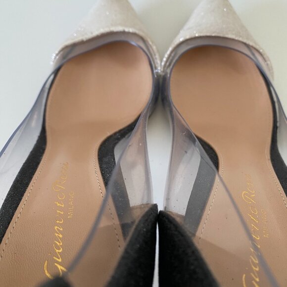 🇮🇹 Made in Italy - Gianvito Rossi Leather | PVC Glitter Plexi Pumps - Picture 9 of 17